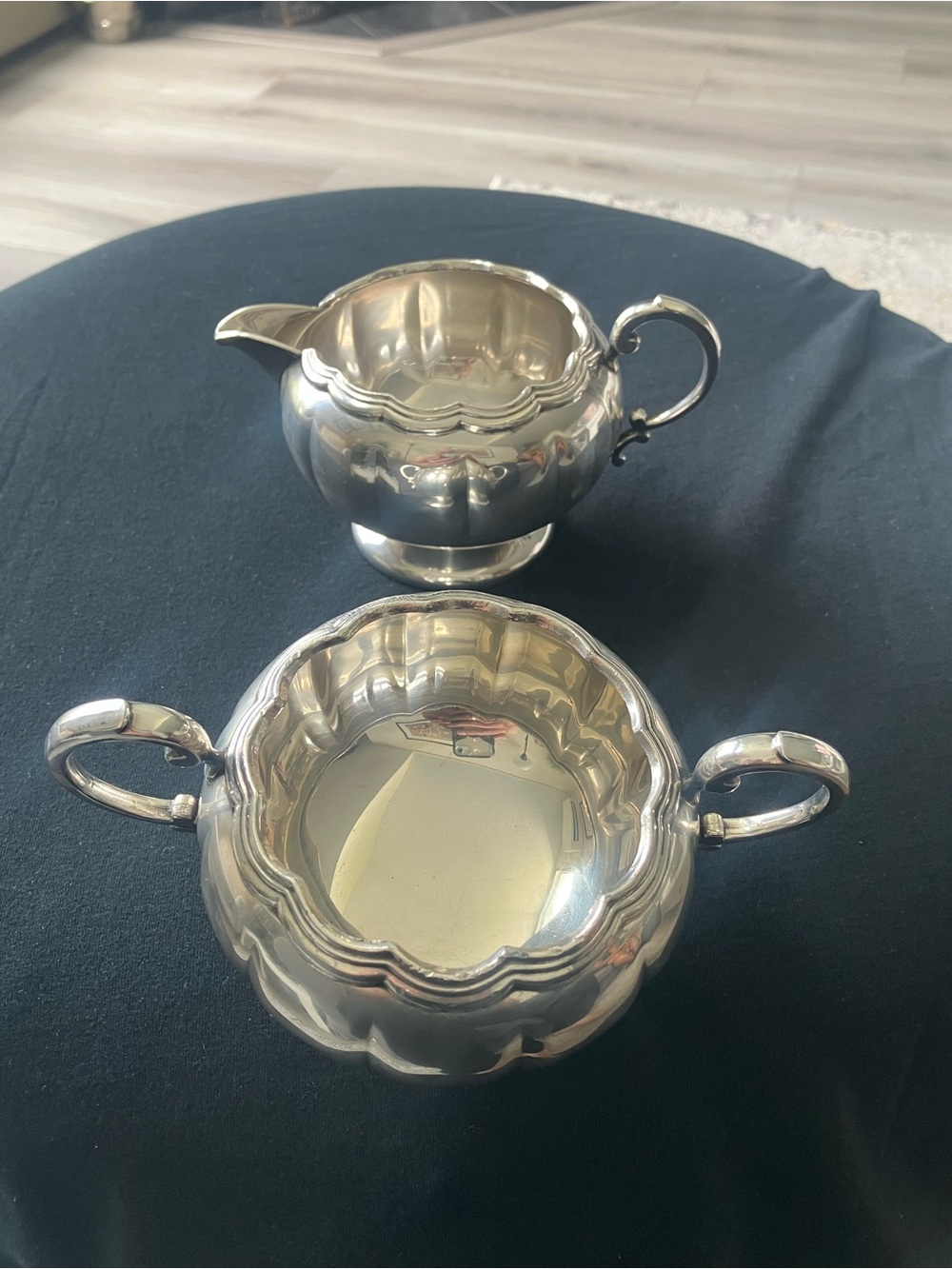Vintage Silver Tone Creamer and Sugar Bowl Set - Silver Plated, Primrose 357